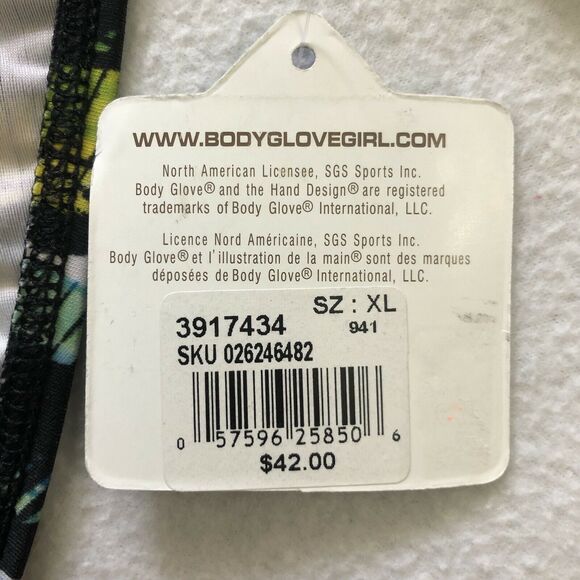 NWT Body Glove Black Multicolor Stripe Tie Side Swim Bikini Bottom 3917434 XL - Picture 2 of 7